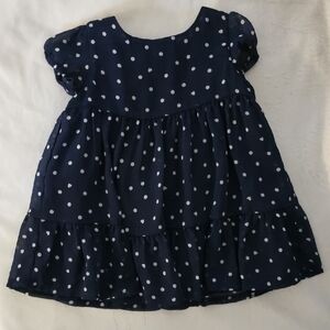 Chic Navy Kids Dress with White Polka Dots